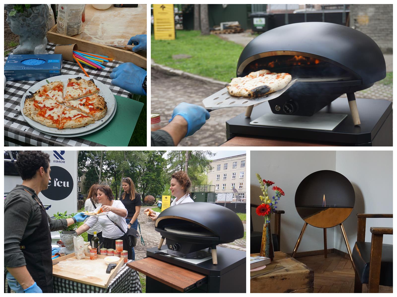 Nowoczesny piec do pizzy Le Feu, mały piec do pizzy z obrotowym talerzem, czarny piec do pizzy